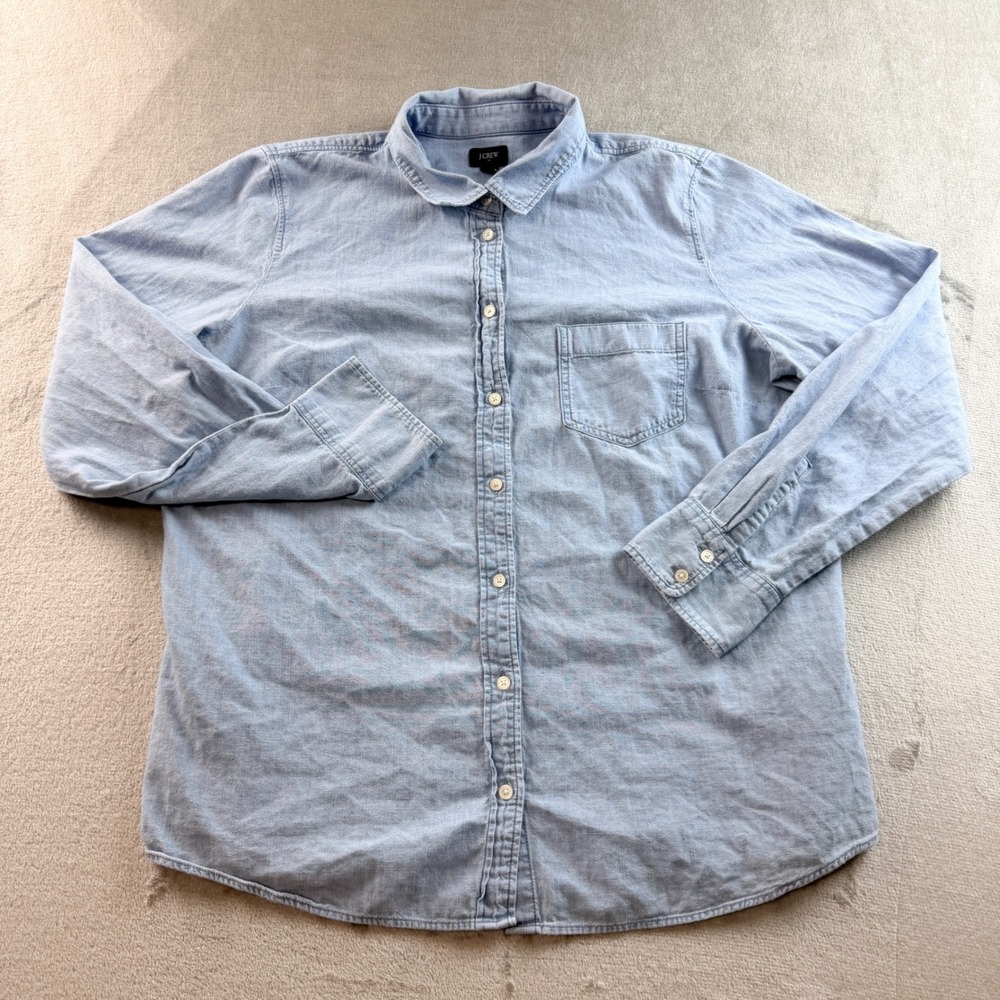 J.Crew Blue Chambray Long Sleeve Button Down Shirt Women's XL